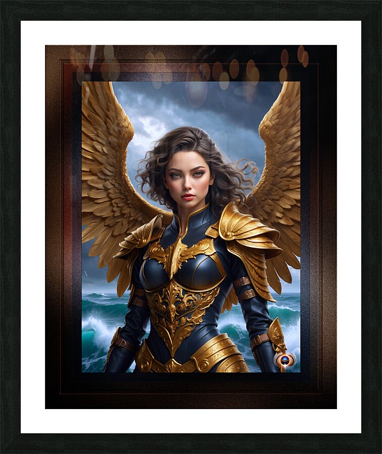 Portrait Of An Arcadian Warrior By Ocean Waves Captivating AI Concept Art Portrait by Xzendor7 Picture Frame print