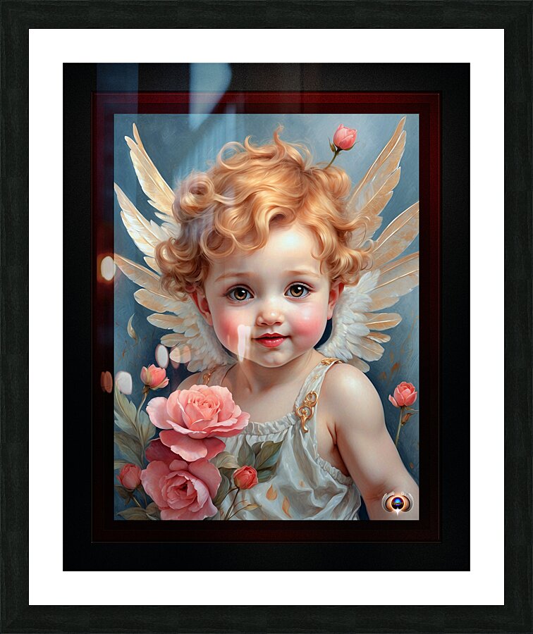 Roses For You Adorable AI Concept Art Portrait by Xzendor7 Picture Frame print