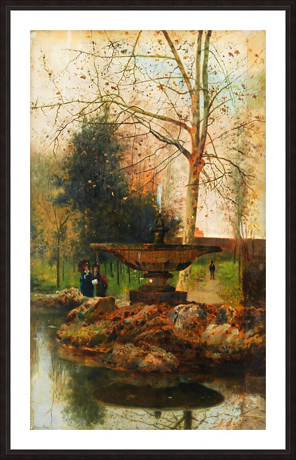 figures by the fountain  Picture Frame print