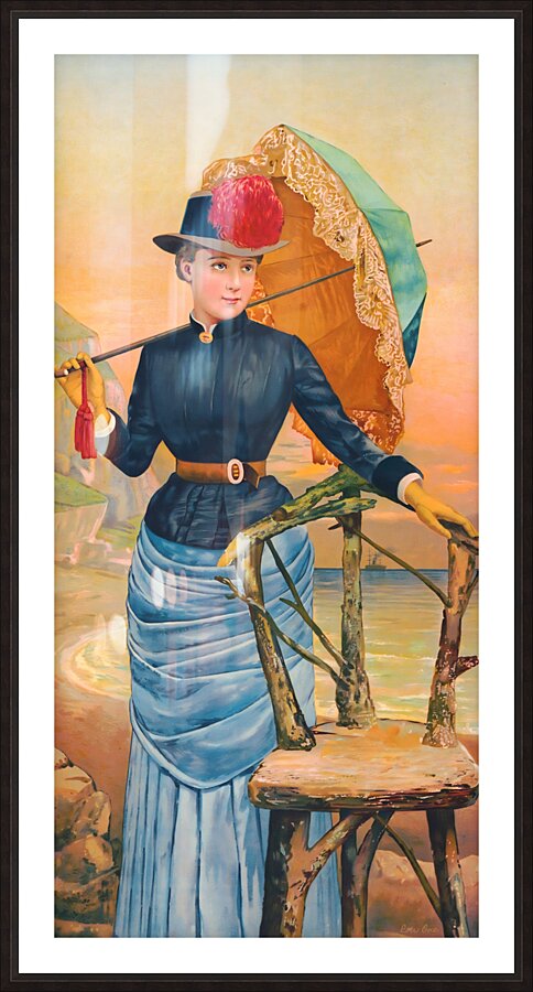 Late 1800s Woman With Umbrella  Framed Print Print