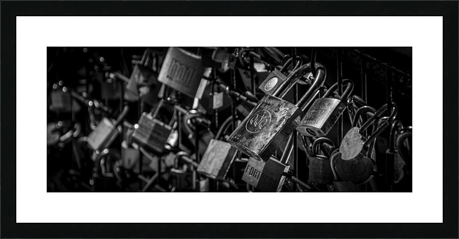 locks on the pont des arts bridge  panoramic 2444 Picture Frame print