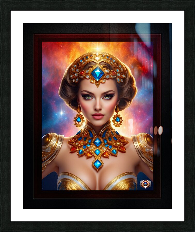 The Galaxy Pin Up Girl Captivating AI Concept Art by Xzendor7 Picture Frame print