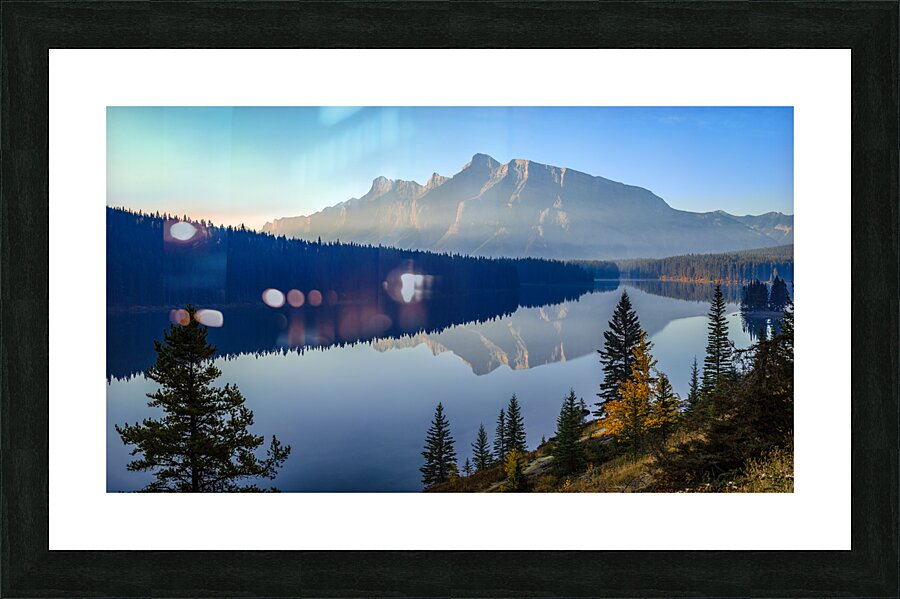 Tranquil Reflections: Two Jacks Lake in the Early Morning Picture Frame print