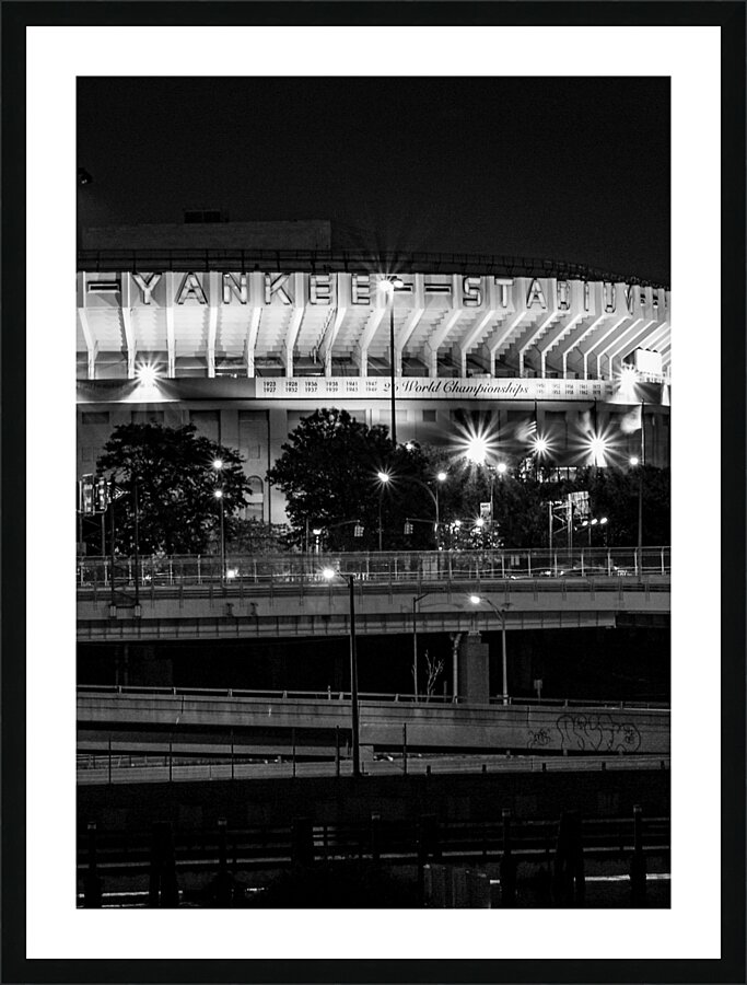 old yankee stadium at night  vertical 2939 Bomber Picture Frame print