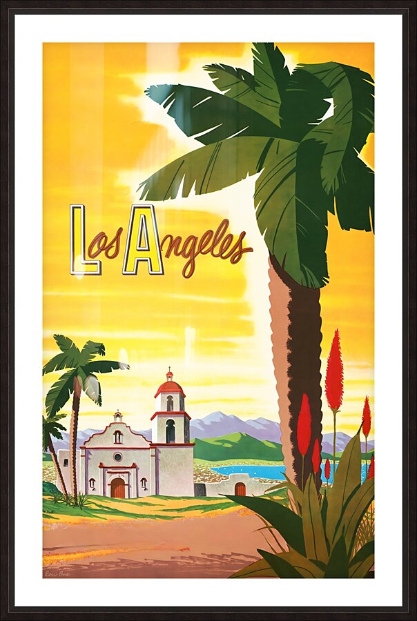 los angeles california vintage poster  Picture Frame print