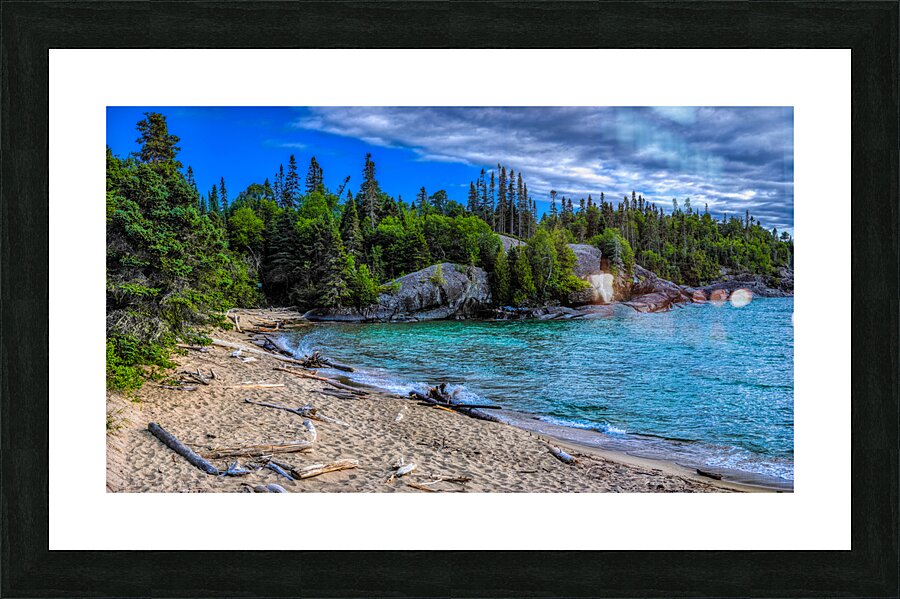 Radiant Shores: Sunlit Serenity at Pukaskwa National Park Picture Frame print