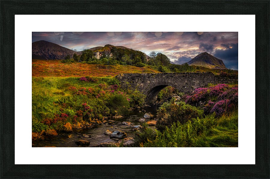 Enchanting Tranquility: Sligachan Old Bridge Amidst the Drama of Nature Picture Frame print