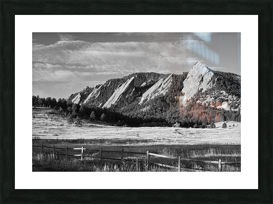 Flatirons from Chautauqua Park BW Picture Frame print