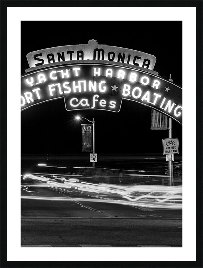 santa monica pier at night  vertical 221 Monica 1 Picture Frame print