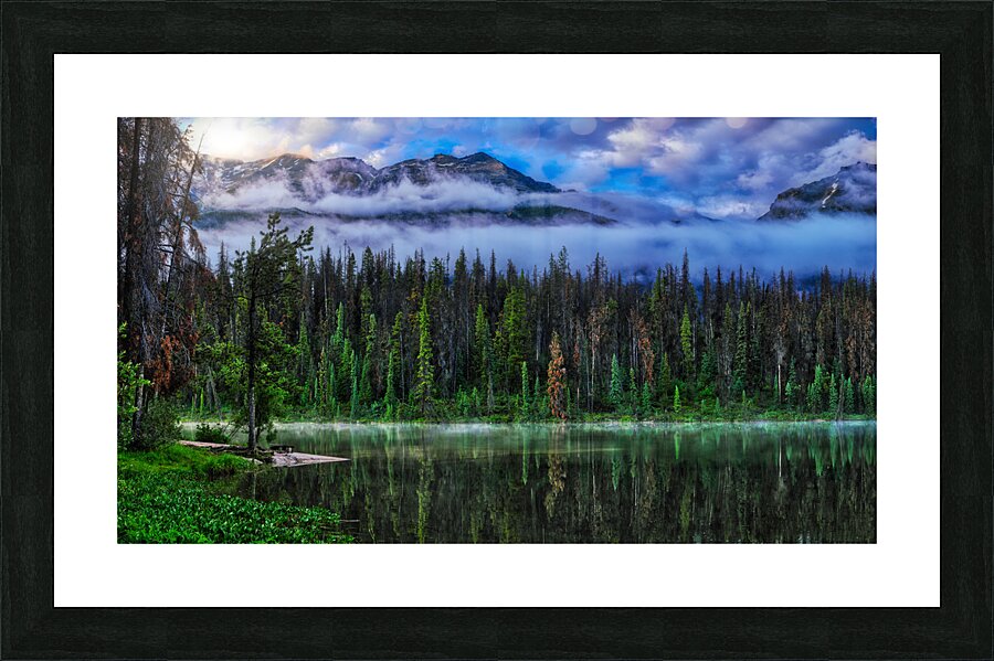 Misty Tranquility: Honeymoon Lakes Dawn Symphony. Picture Frame print
