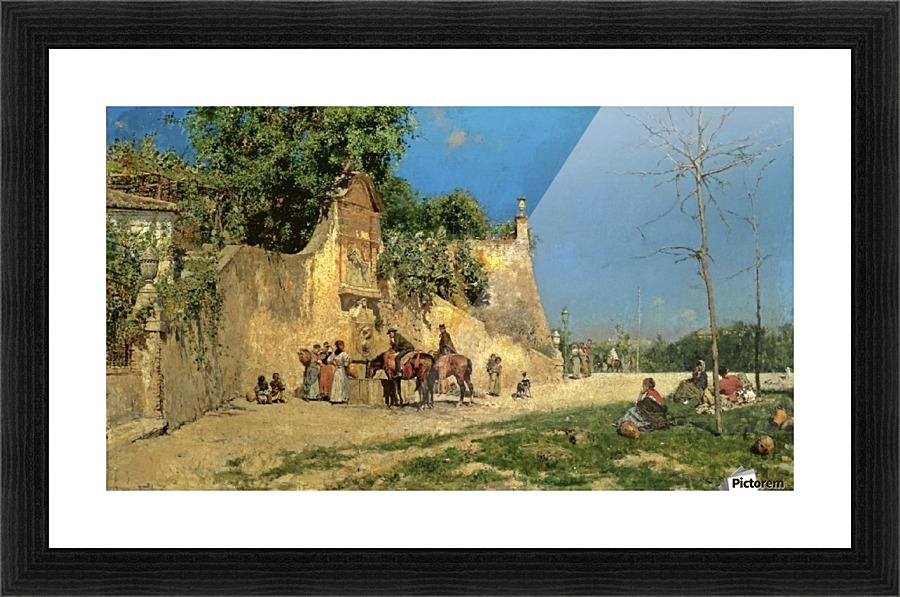 Drinking from the fountain Picture Frame print