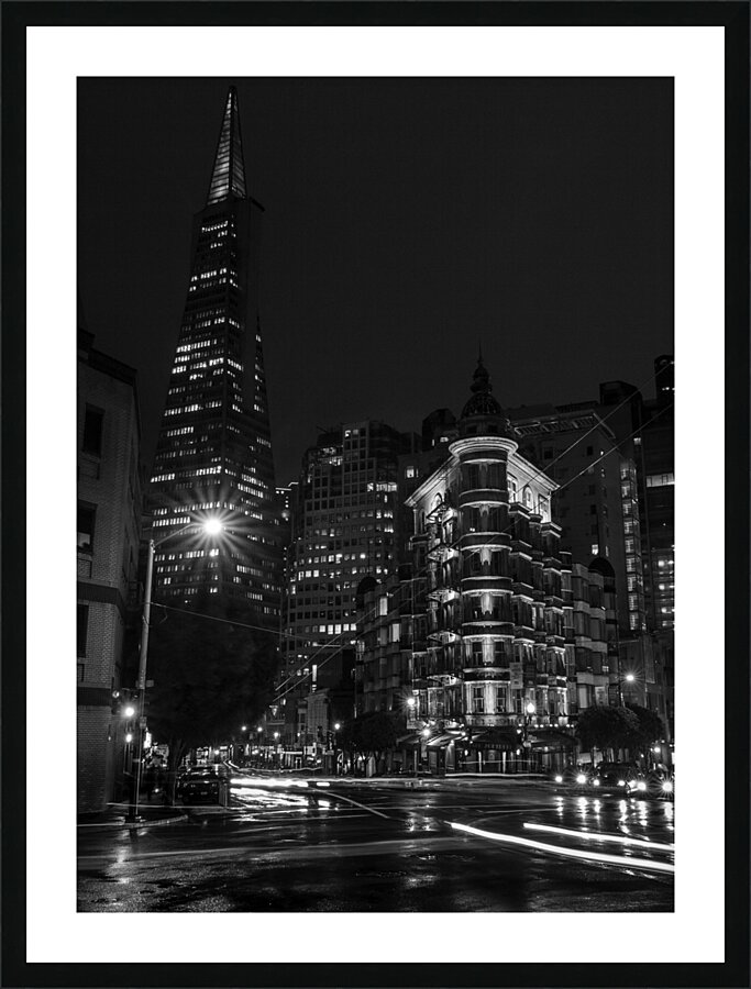 kearny at columbus ave night  vertical 2887 Kearn Picture Frame print