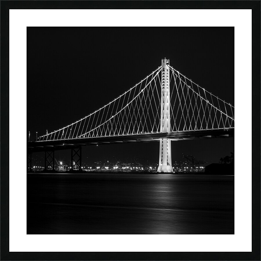 new sf bay bridge night  square 2945 Clipper 13k. Picture Frame print
