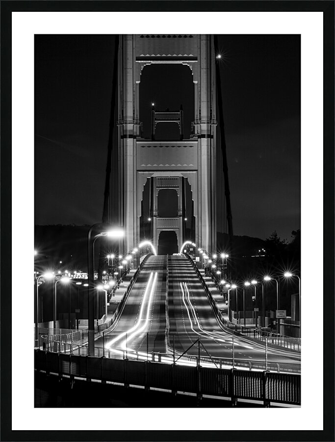overnight traffic golden gate bridge  vertical 27 Picture Frame print