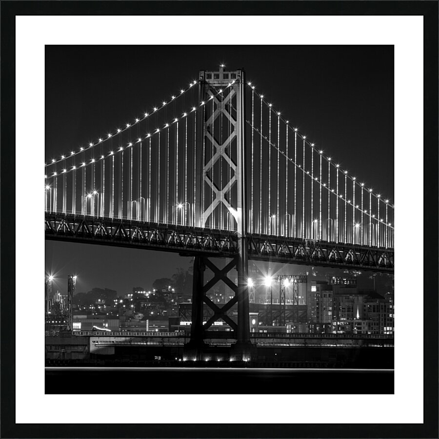 san francisco bay bridge at night  square 2831 LE Picture Frame print