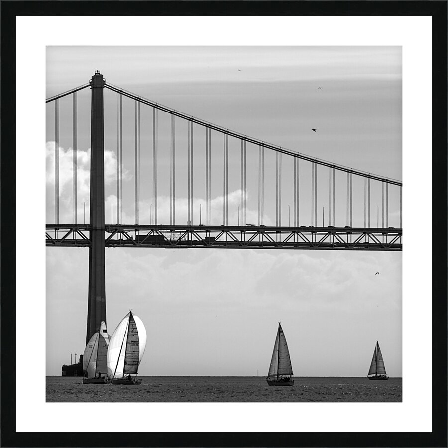 sail boats under sf bay bridge  square 2947 Doubl Picture Frame print