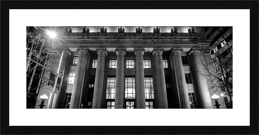 san francisco federal reserve building night  pan Picture Frame print