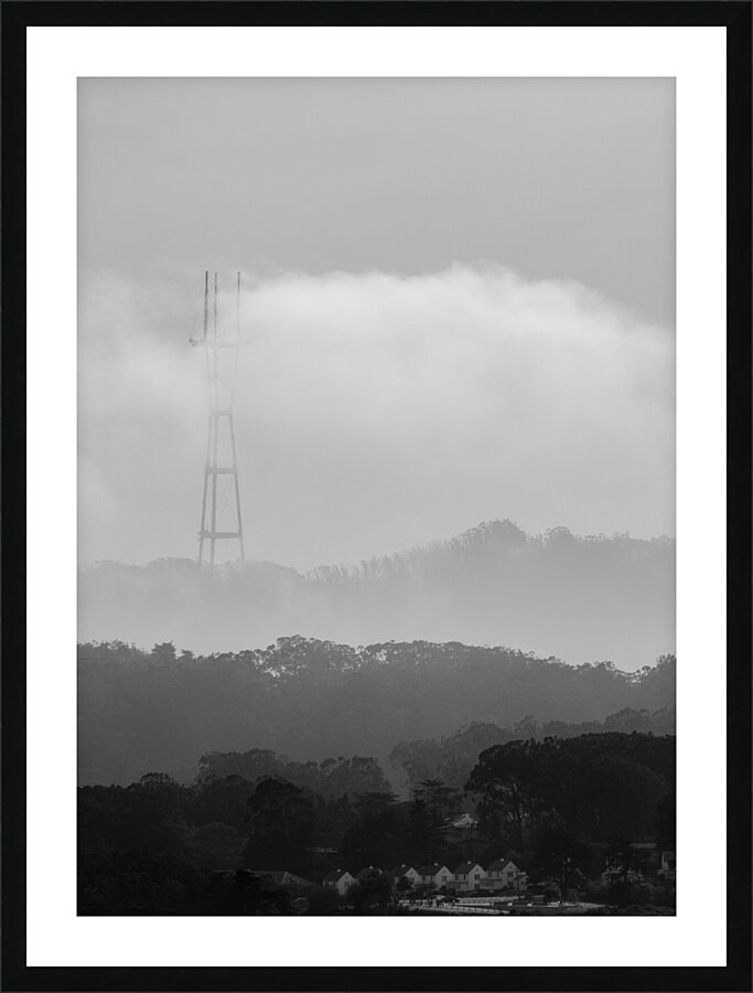 sutro tower covered in fog  vertical 2770 Clarend Picture Frame print