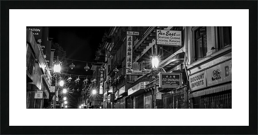 sf chinatown night cityscape  panoramic 3019 Shan Picture Frame print