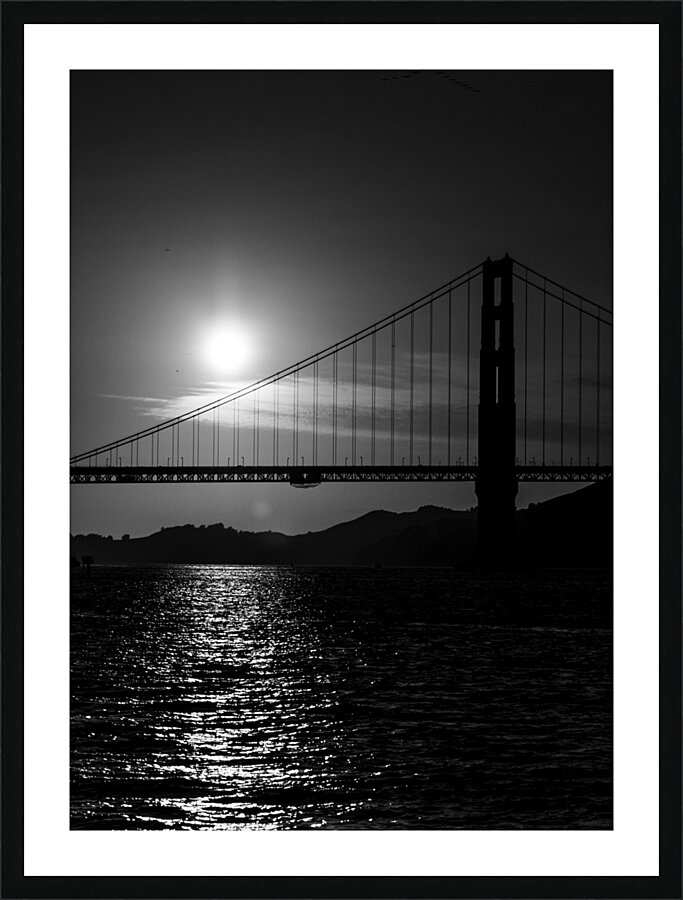 sunsets behind golden gate bridge  vertical 510 S Picture Frame print