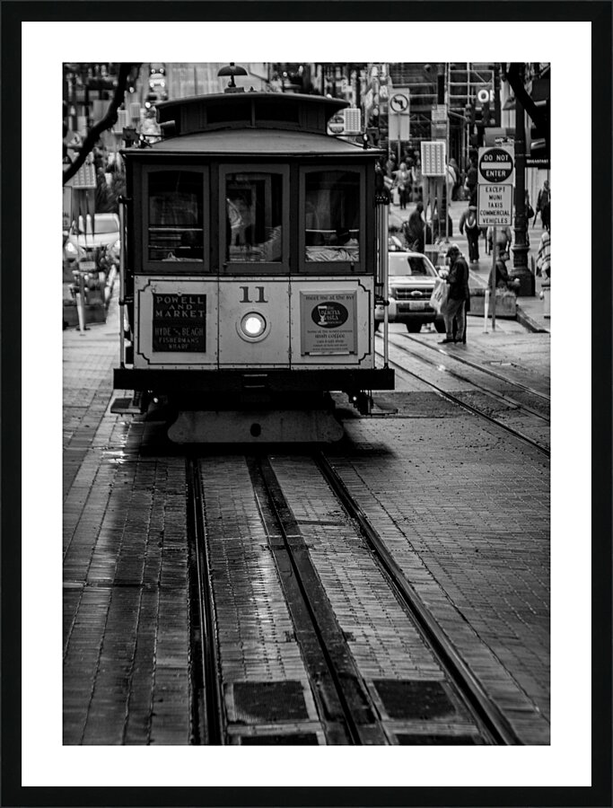 trolly car powell market turnaround  vertical 283 Picture Frame print