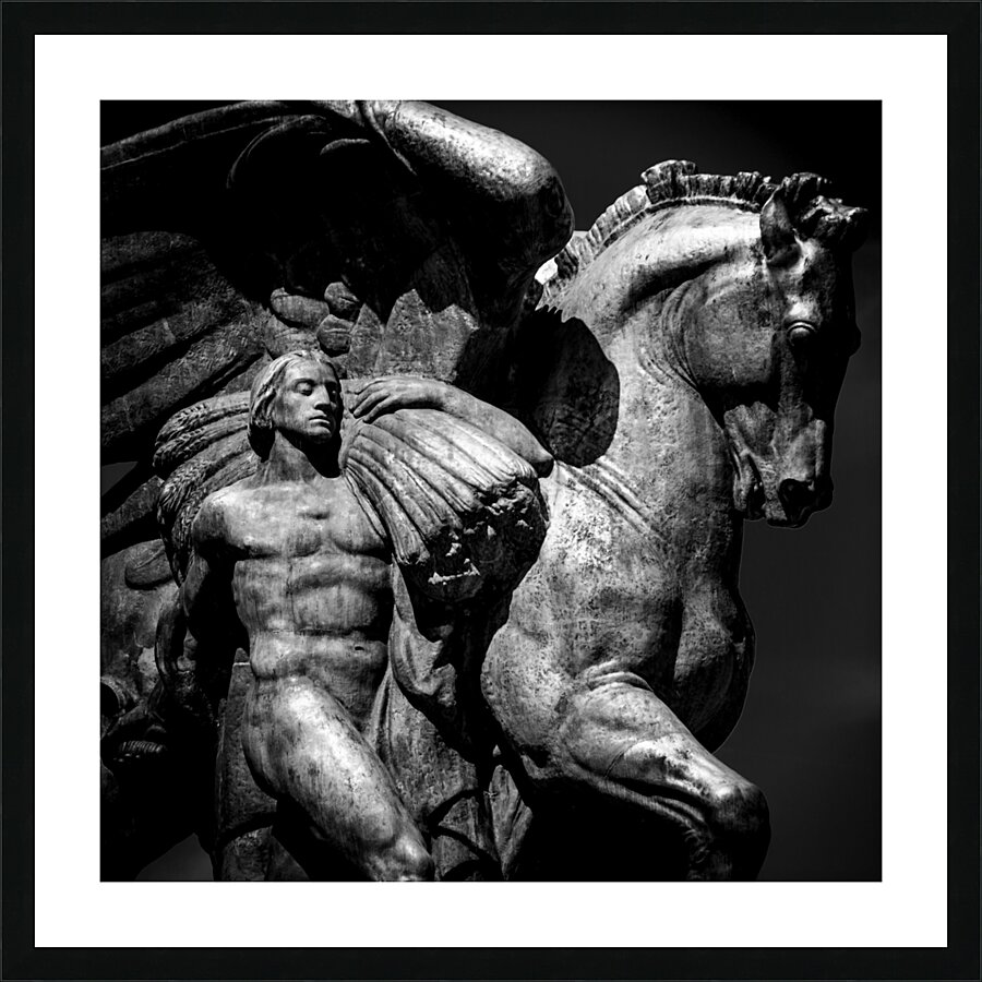 arlington bridge harvest statue  square 2307 Harv Picture Frame print