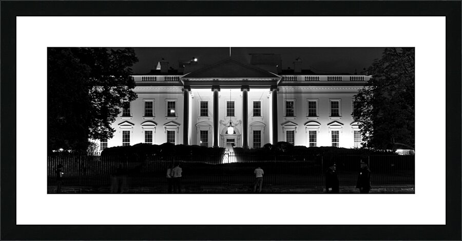 the white house at night  panoramic 399 House 13k Picture Frame print