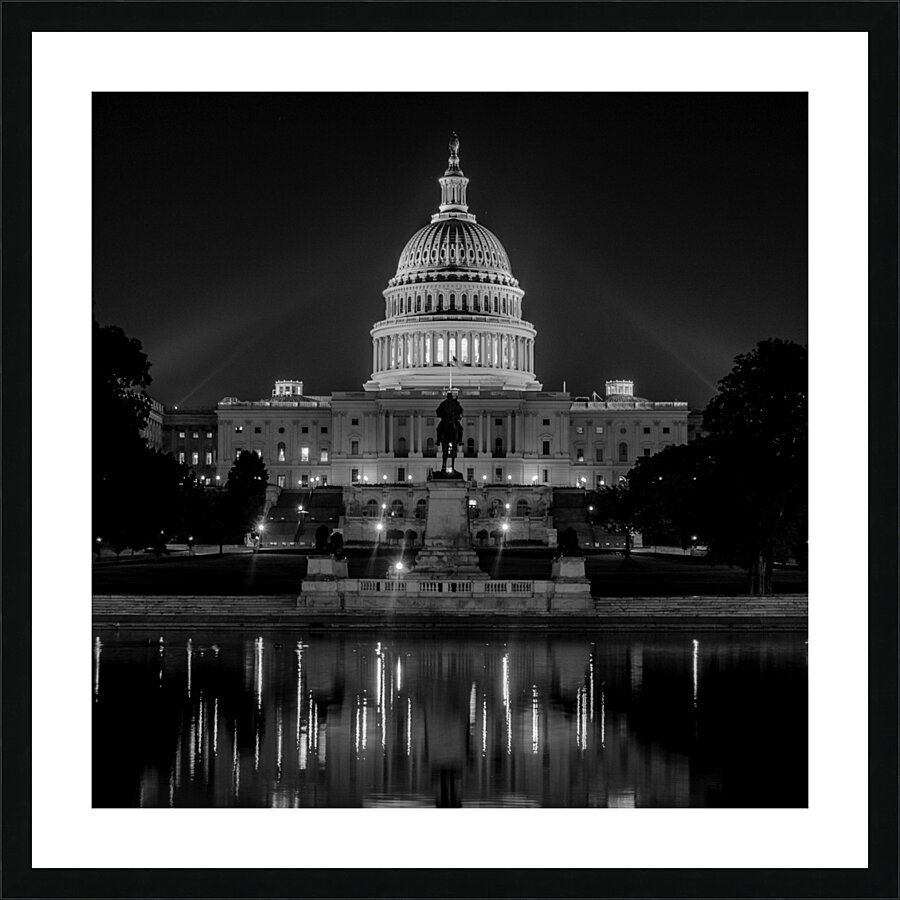 us capitol building at night  square 409 Symbol 1 Picture Frame print