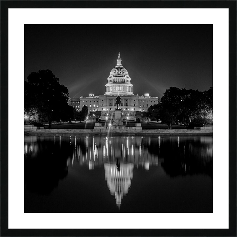 us capitol building at night  square 392 Capitol Picture Frame print