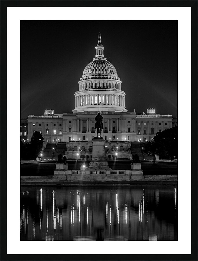 us capitol building at night  vertical 409 Symbol Picture Frame print