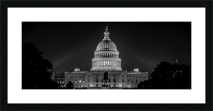 us capitol building at night  panoramic 409 Symbo Picture Frame print