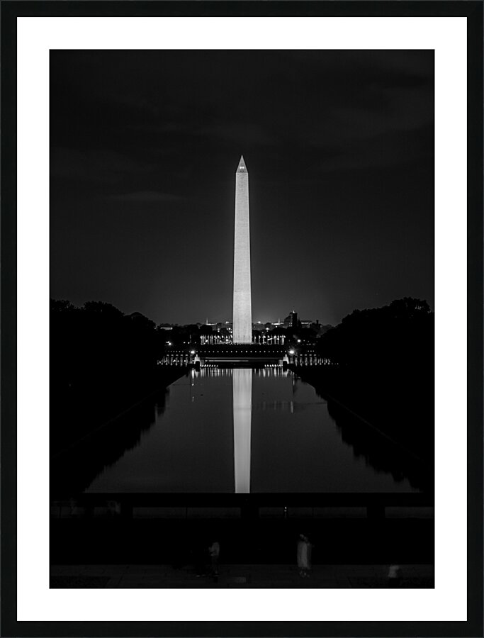 washington monument at night from lincoln memoria Picture Frame print