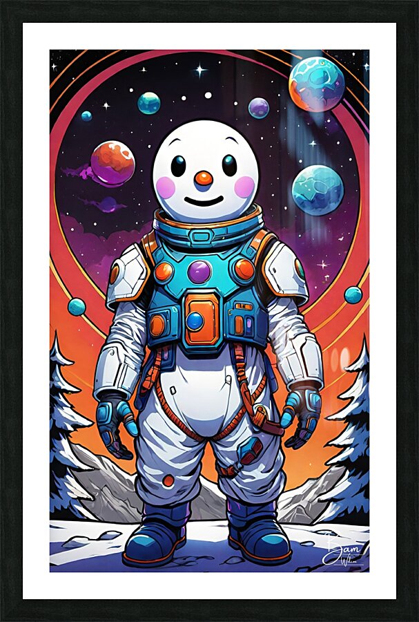Space Snowman Picture Frame print