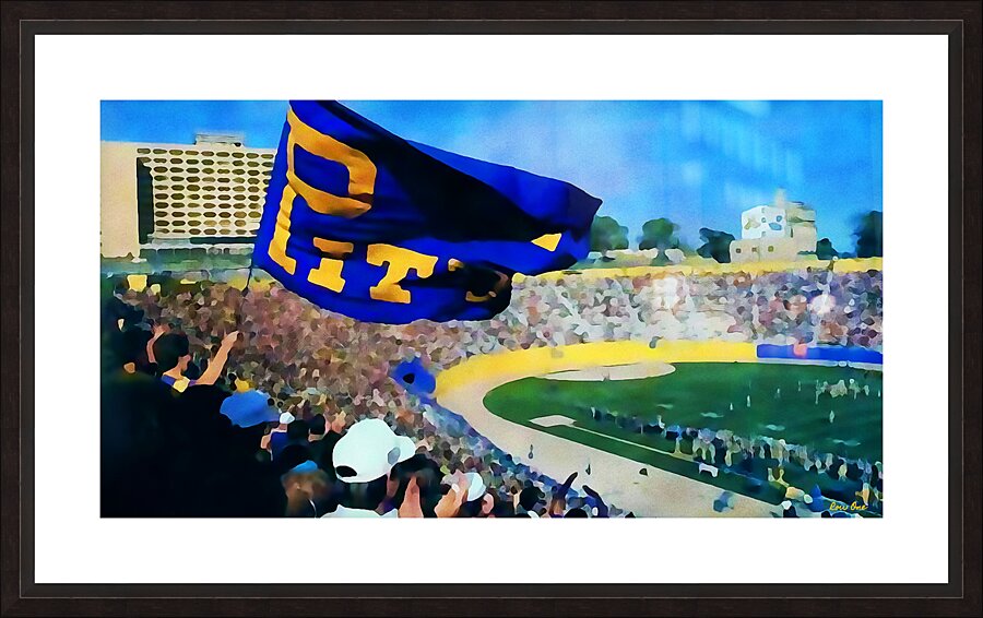1980s pitt panthers football gameday watercolor art Picture Frame print