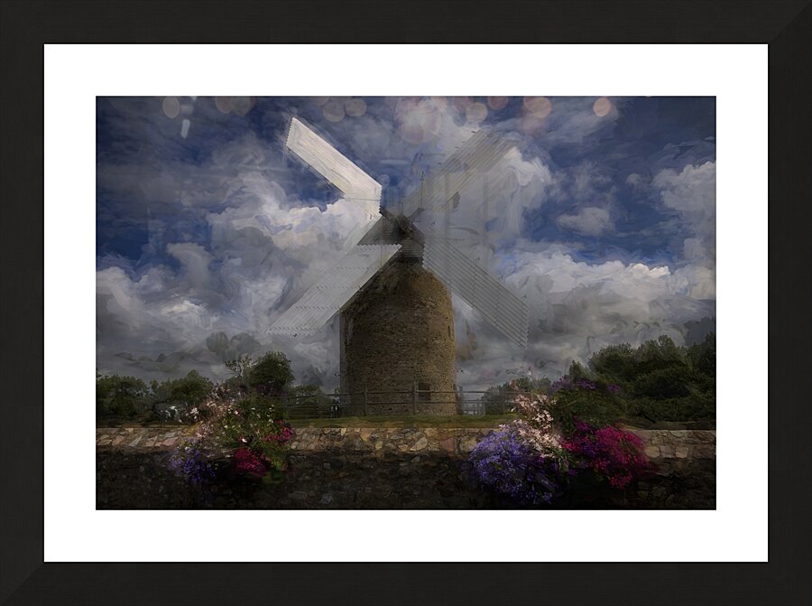 Gouville-sur-Mer Windmill Picture Frame print