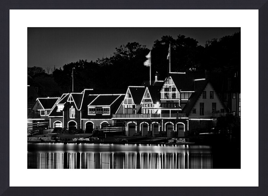 boathouse row at night malta row club  horizontal Picture Frame print