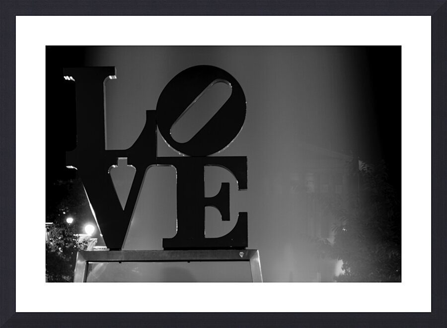 couples pose under love sculpture  horizontal 223 Picture Frame print
