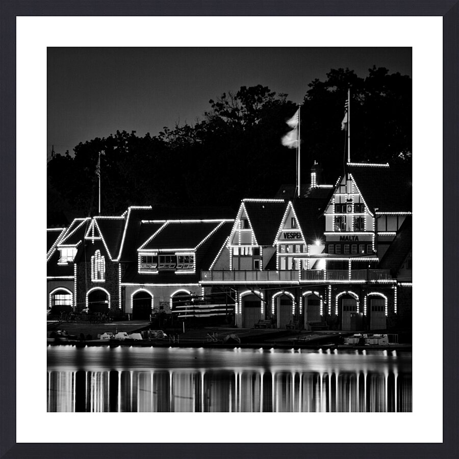 boathouse row at night malta row club  square 991 Picture Frame print