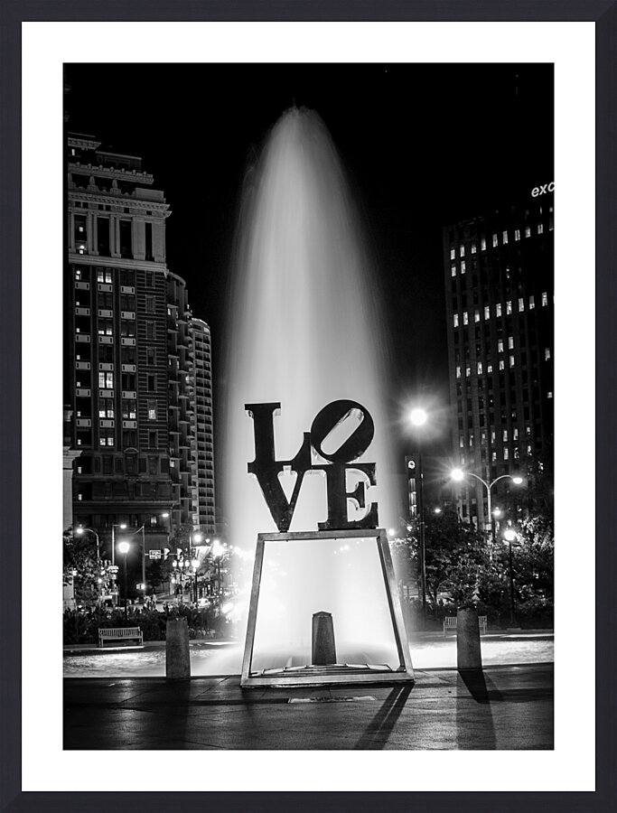 love sculpture at night  vertical 469 Love 13k.jp Picture Frame print