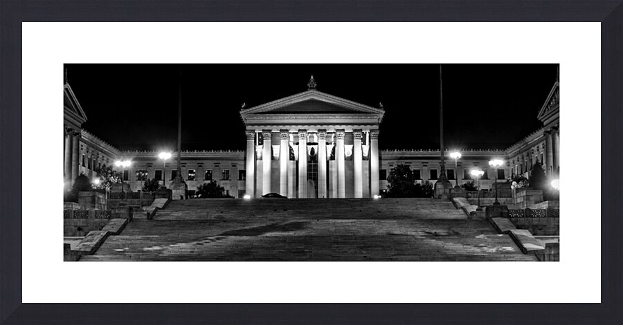 philadelphia art museum steps  panoramic 480 Step Picture Frame print