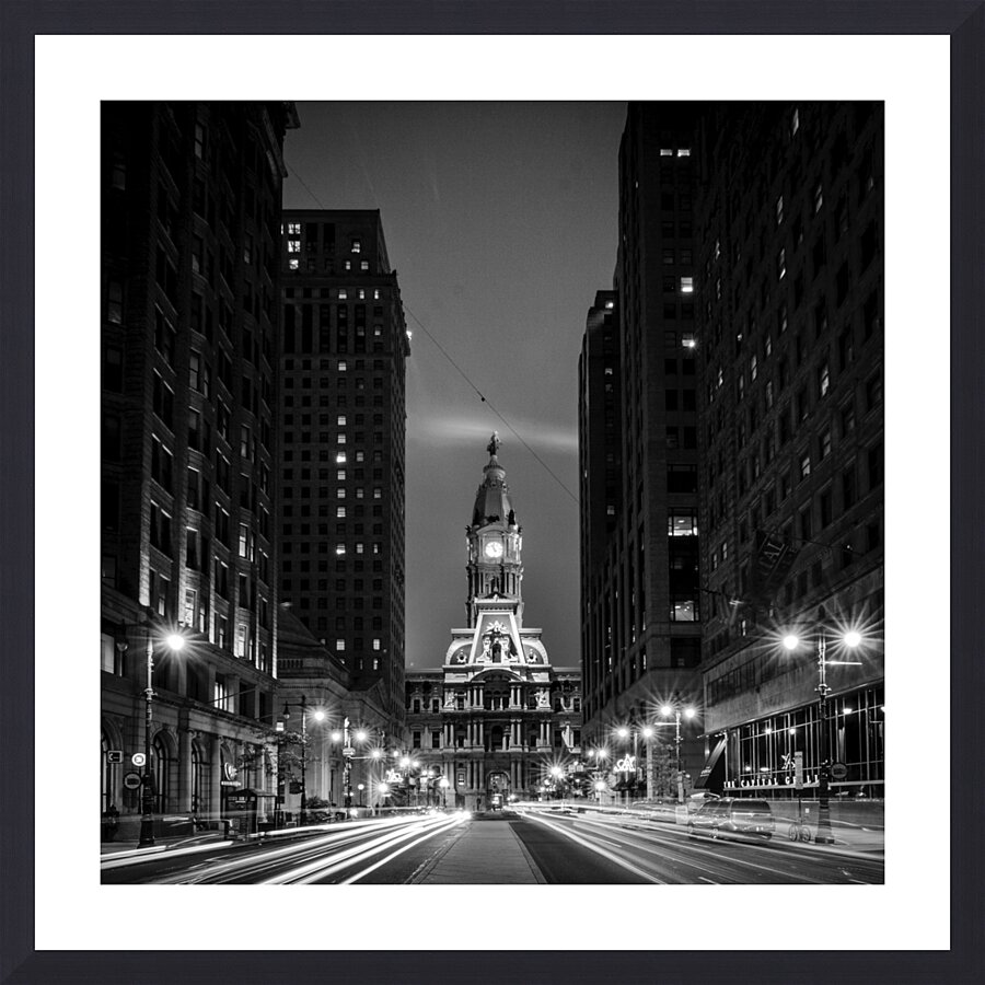 philadelphia city hall from broad street  square Picture Frame print
