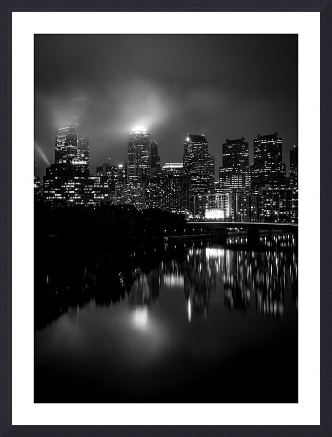 philly city skyline at night foggy  vertical 2259 Picture Frame print