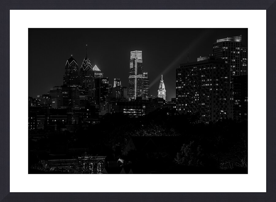 philadelphia skyline at night headhouse square  h Picture Frame print
