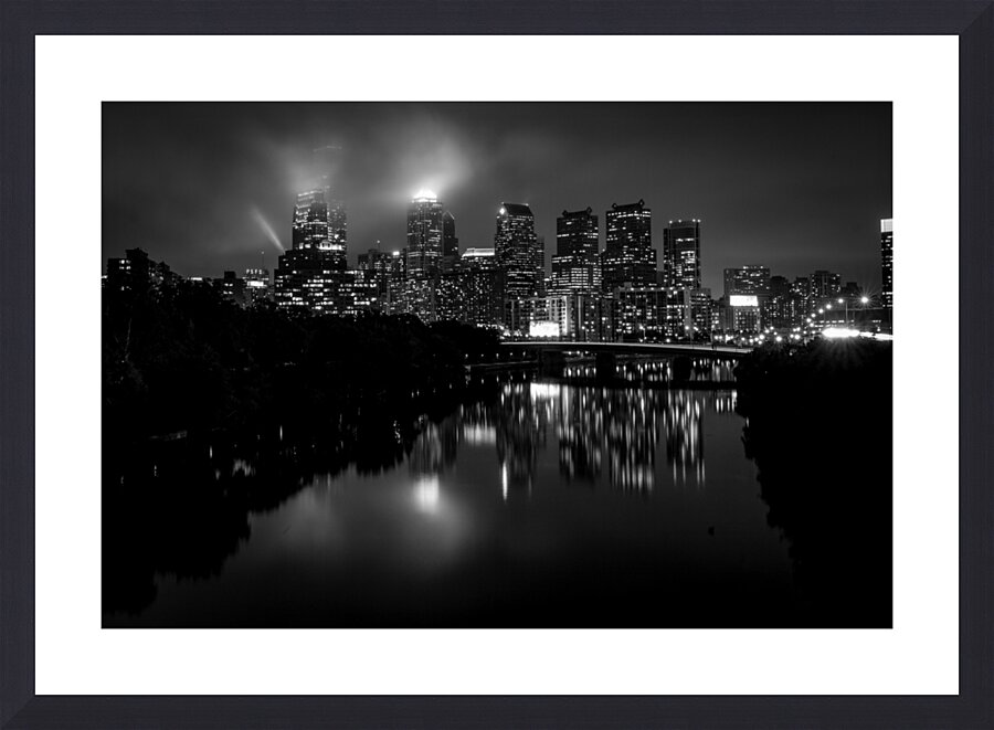 philly city skyline at night foggy  horizontal 22 Picture Frame print