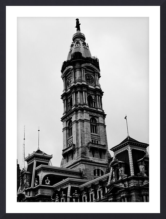 william penn statue on city hall building  vertic Picture Frame print
