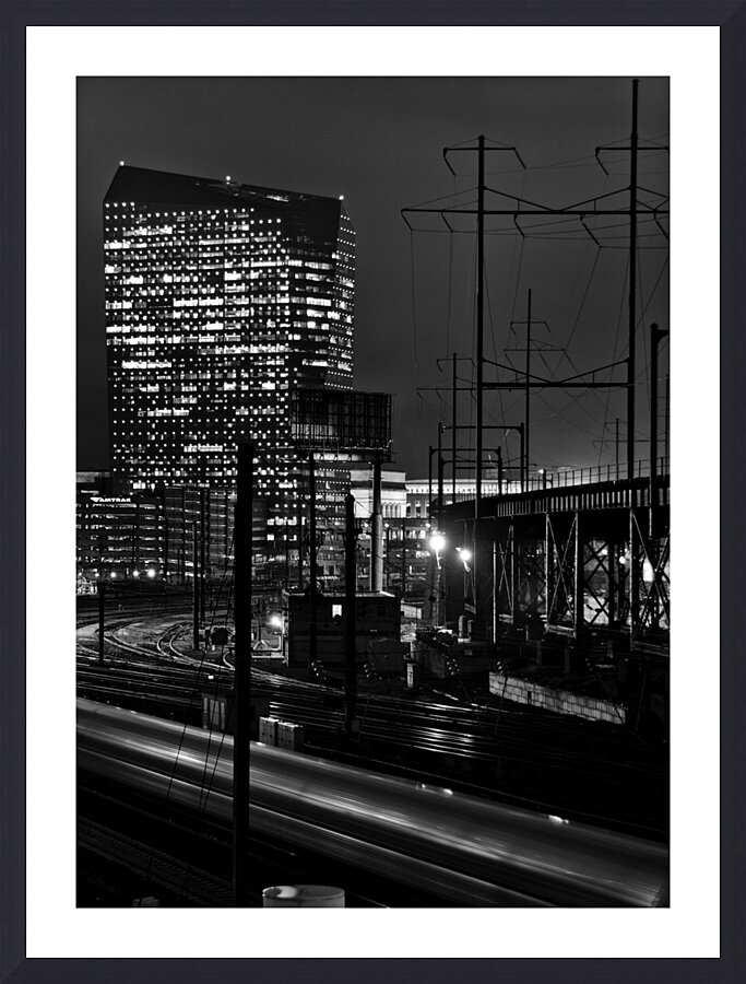 train entering 30th street station  vertical 980 Picture Frame print