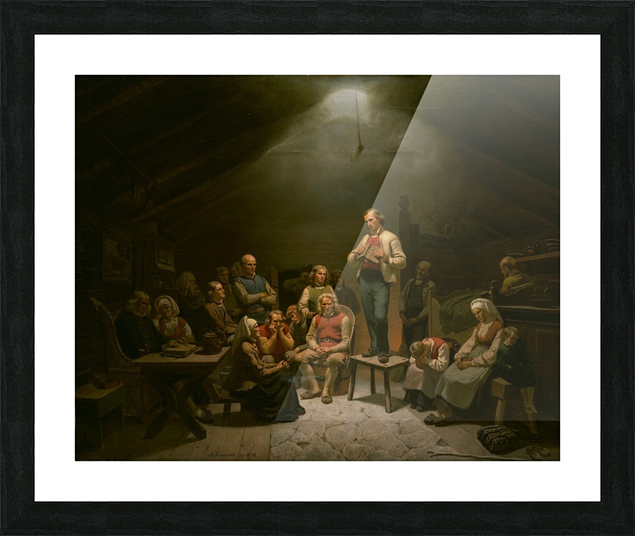 Preaching to a group of people Picture Frame print