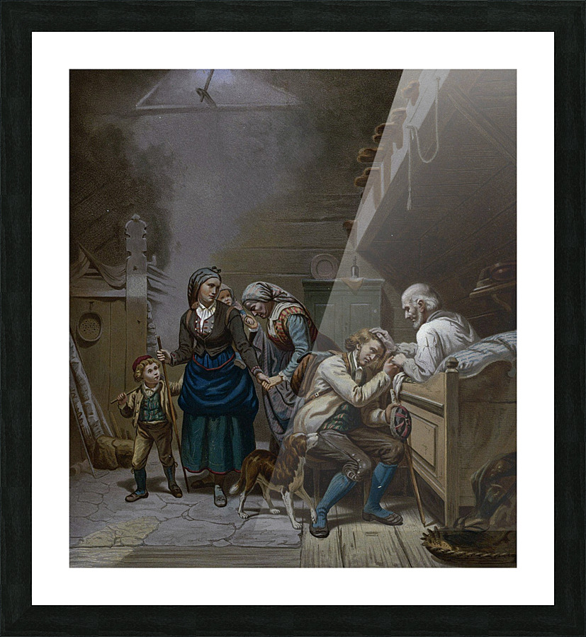 An old father blessing his family Picture Frame print