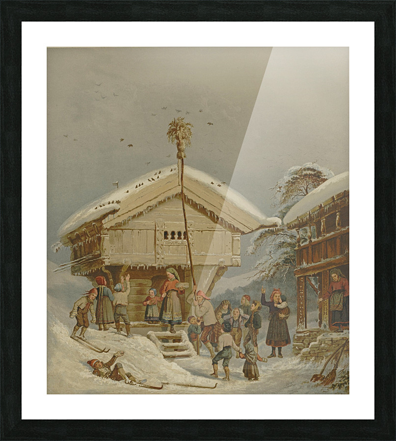 Children playing in the snow Picture Frame print