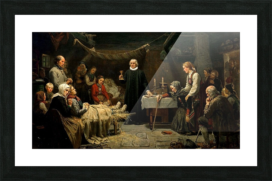 The familly round the death bed of their ancestor Picture Frame print